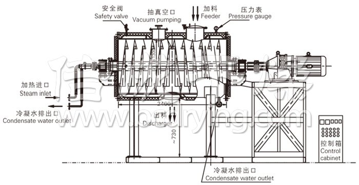 真空耙式干燥機結(jié)構(gòu)示意圖